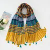 Bufanda Exótica Étnica de Exportación Transfronteriza Primavera y Verano Ropa de Viaje Costura Espiga de Trigo Chal Protector Solar para Mujer Baotou