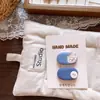 Novos grampos de cabelo ovais geométricos de tecido estilo coreano para outono inicial infantil, conjunto de 2, para meninas, com franja lateral e design xadrez