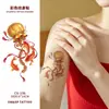 Conjunto de adesivos de tatuagem auspiciosos estilo chinês com peixe koi, peixe dourado, nó chinês, bolsa da sorte, texto, pequenos designs coloridos, à prova d'água para pulso e antebraço