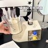 Caja de almacenamiento giratoria de escritorio para brochas de maquillaje y cosméticos, contenedor multifuncional para bolígrafos, tocador y lápiz labial.