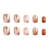 Manicura Degradada Dorado Rosa Dorado Foil Uñas Cortas Estilo Lujo Suave Accesible Uñas Portátiles Uñas Planas 24 Piezas Parches de Uñas Postizas