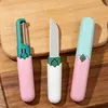 Cuchillo de Fruta Multifuncional Dos en Uno, Cuchillo Pelador, Pelador, Cuchillo Pelador de Doble Cabeza, Navaja de Bolsillo Portátil