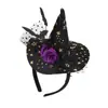 Diadema de Sombrero de Bruja de Halloween Malla Oscura Gótica Ojo de Murciélago Telaraña Diadema Accesorio de Disfraz de Fiesta Cosplay