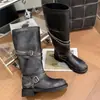 Colección Europea 2026 Otoño/Invierno Nuevas Botas Largas Vintage de Piel de Vaca Desgastada para Mujer con Tacón Cuadrado y Hebilla Botas Altas de Monta
