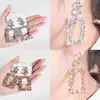 Pendientes de Joyería Europeos y Americanos de Personalidad Transfronteriza con Diamantes Completos Pendientes Creativos de Diamante Cuadrado Pendientes Exagerados de Boda Pendientes Grandes para Mujer