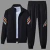 Cárdigan de punto para hombre de primavera y otoño, suéter casual deportivo, marca de moda para hombre de comercio exterior, suéter con cremallera, pantalones de chándal, conjunto de dos piezas