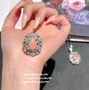 Colar de concha de caracol austríaco rosa claro cor de ovo de pombo Anel vintage de cavalo com zircônia rosa
