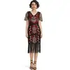 S-4XL Vestido Vintage Gatsby de los años 20 con Lentejuelas y Flecos, Disfraz de Baile de Salón
