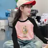 Linda Camiseta de Felpa Cálida Estilo Coreano para Niñas Otoño Invierno Moda Dulce Elegante Bloque de Color Manga Larga Cuello Redondo Tendencia