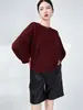 Mesmo estilo do top plissado Miyake feminino design de nicho manga morcego solto plus size suéter de tricô feminino