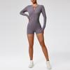 Tira de Belleza Europea y Americana Manga Larga Yoga Jaysuit para Mujer Transfronterizo Deportivo Manga Larga para Correr Fitness Jaysuit Shorts
