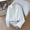 Novedad Otoño 2026 Chaleco de Encaje Patchwork Conjunto Falso de Dos Piezas Camisa de Cintura Alta con Diseño Irregular Traje para Mujer