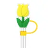 Serie de Flores de Tulipán de Colores Tapas Suaves de Goma para Popotes 10mm Tapas Universales a Prueba de Polvo para Popotes Decoraciones para Popotes en Stock
