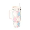 Taza de Hielo Transfronteriza 40oz Taza para Coche Acero Inoxidable 304 Taza con Asa Vaso con Pajita Gran Capacidad Montada en Coche Vaso Aislado para Agua
