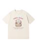 Verão 2025 Novo Algodão Puro Estampado Manga Curta Meninas Moda de Rua Americana Versátil Manga Curta Tops Casal Camisetas Básicas