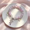 Super Fada Doce Estilo Mori Laço Explosão de Cristal Flor Pérola Esmaltada Pulseira Feminina Nicho Versátil Pulseira Esmaltada Joias Atacado