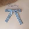 Suave Creme Lace Ribbon Bow Hairpin High Ponytail Hairpin Side Clip Headwear Girly Sweet Duckbill Clip