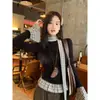 Camiseta Manga Longa Preta Patchwork Falsa de Duas Peças Feminina Primavera Estilosa Slim Fit Camisa Camada Base Hot Girl