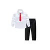 Conjunto de Roupa de Performance Infantil, Camisa Branca de Manga Longa para Menino, Uniforme Escolar de Cor Pura, Roupa de Performance Versátil para Crianças e Pré-Adolescentes