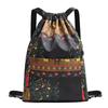 Pantalones Personalizados con Bolsillo de Solapa con Cordón Estilo Étnico Plegables Ins Multifuncionales Portátiles Mochila con Cordón Floral Bolsa de Viaje