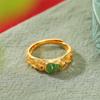 Joyería Yuebao Plata Esterlina S925 Chapado en Oro Jade Hetian Jaspe Nuevo Chino Vintage Tangcao Anillo de Calabaza Anillo de Plata