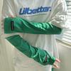 Guantes sueltos informales con protección solar, estilo punk, con cordón ajustable, estilo hip hop, con mangas para los dedos en blanco y negro.