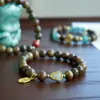 Pulseira de Sândalo Verde Jade Hetian Cabaça Masculina e Feminina Novo Verão 2025 Presente Pulseira de Contas de Madeira Buda