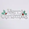 Decoraciones navideñas de plástico galvanizado letrero de letra en inglés MerryChristmas colgante para decoración de árbol de Navidad