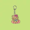 Chaveiro Transparente de Acrílico Dupla Face Gato Preto Hello Kitty Desenho Animado Fofo Pingente de Mochila Pequeno Acessório