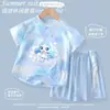 Conjunto Esportivo Feminino Princesa Aurora Fofo e Elegante Verão Secagem Rápida Seda de Gelo Camiseta de Manga Curta Shorts Infantis Tendência 7