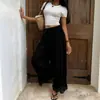 Calça Pantalona Estilo Boho com Cintura Elástica, Caimento Solto, Calça Casual, Confortável para Todas as Estações, Adequada para Viagem
