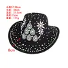 Sombreros de Nuevo Estilo Transfronterizos con Pedrería al por Mayor Moda Sombreros Vaqueros Occidentales Sombreros para Fiestas de Música Jazz Sombreros Vaqueros de Fieltro