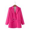 20 Cores Primavera e Outono Moda de Rua Europeia e Americana Simples Dois Botões Solto Casual Urbano Terno Jaqueta Feminina Cor Pura