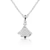 Versão de Luxo do Colar de Saia Pequena do Dia dos Namorados Chinês, Corrente para Clavícula, Pingente em Forma de Leque com Zircônia Total, Modelo Mais Vendido para Transmissão ao Vivo de Luxo Leve e de Alta Qualidade