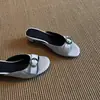 Sandalias Planas de Estilo Coreano 2026 Elegantes Simples de Punta Redonda con Correa de Hebilla Sandalias de Tacón Grueso Abiertas para Mujer Estilo Elegante para el Trabajo