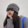 Nuevo Gorro de Lana para Niños de Placa Grande Suelto Apilado Gorro de Lana Alto Valor de Color Gorro de Punto Muestra la Cara Pequeña Cálido Grueso Gorro