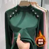 Camiseta interior térmica DeRong de cuello medio alto para mujer, 260g, nueva para otoño e invierno, ajustada, elegante, versátil, camiseta interior para mujer