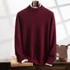 Camisa de cachemira para hombre, cuello redondo, siete agujas, gruesa, cálida, talla grande, interior, color liso, moderna