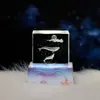 Cubo de Cristal Incrustado 3D Base Oceánica Adorno de Escritorio, Luz Nocturna Brillante, Recuerdo, Regalo Festivo