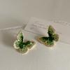 Pendientes de Cristal Verde Degradado con Borde de Diamante Estilo Ins Simple y Fresco Pendientes Dulces y Lindos