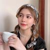 Faixa de Cabeça com Fita Estilo Francês Alto Padrão Feminina Verão Estilo Chinês Popular na Internet Nova Faixa de Cabeça Topo Craniano Franja Faixa de Cabeça Emagrecedora