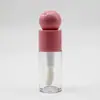 Tubo de brillo de labios con tapa en forma de corazón de 4 ml, botella esférica oblata para brillo de labios, material de empaque cosmético transparente, tubo de bálsamo labial reempaquetado