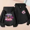 Sudadera con capucha de cremallera de moda holgada para niños y niñas, estampado de dibujos animados de K-Pop, para primavera y otoño, chaqueta sudadera casual transfronteriza