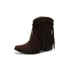 Botines Nuevos Otoño/Invierno 2026 con Borlas para Mujer Botas de Punta Cuadrada Color Sólido Casual Estilo Coreano Zapatos de Mujer Botas de Moda Clásicas Versátiles