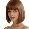 Peruca feminina cabelo curto rosa cyber vermelho natural cabelo falso fone de ouvido completo redutor de idade cabeça ondulada preta peruca superior completa capa