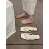 Zapatillas Chanclas Elegantes de Hada Francesas Zapatos de Mujer Ropa Exterior 2024 Nuevas Sandalias Planas Plateadas de Verano