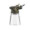 Copo Criativo de Novo Estilo para Bebidas Alcoólicas com Design de Cabeça de Animal, Copo Pequeno, 0,05kg Copos de 50ml, Garrafa de Whisky, Estojo de Couro