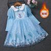Vestido de Princesa Elsa para Niña en Stock, Vestido de Tul Infantil Temático de Frozen, Falda con Forro Polar para Niñas Pequeñas y Niños Pequeños