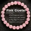 Pulsera de cuentas de bucle único transfronteriza muy vendida, cuarzo rosa, piedra natural, cristal, diseño de hilo para la mano, en stock, venta al por mayor