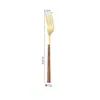 Vajilla Estilo Japonés Acero Inoxidable 304 Mango Imitación Madera Cuchillo y Tenedor Cuchara Clip Mango Madera Dorada Vajilla Estilo Occidental Tenedor para Postre Cuchara